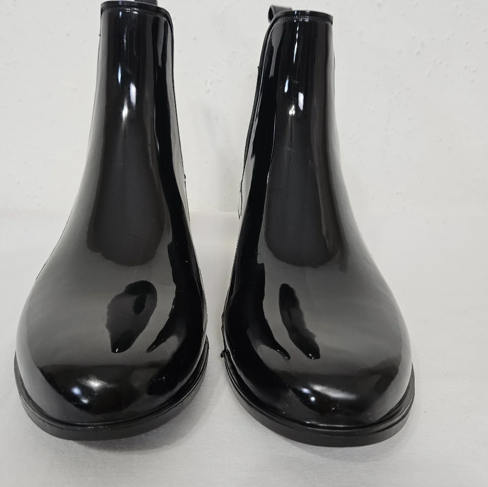 Sam Edelman Tinsley Waterproof Chelsea Rain Boots Black Gloss Size 11